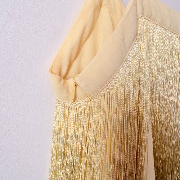 Zara Fringe Mini Dress Light Yellow Blogger Fav Size Small - Picture 10 of 13